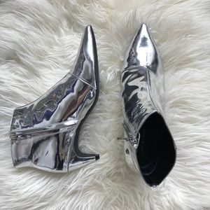 Zara silver mirror booties (size 39)